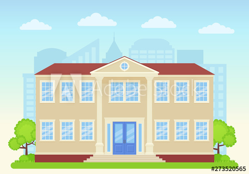 University Building Exterior Vector College Front View 500x350 University Building Exterior Vector College Front View