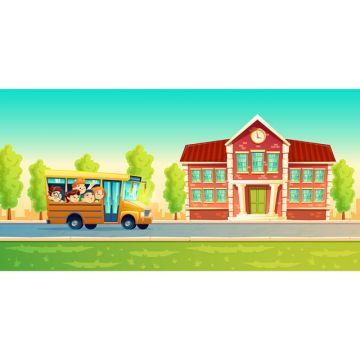 Vector Cartoon Kids Back To School On Yellow Bus, Back, School 360x360 Vector Cartoon Kids Back To School On Yellow Bus, Back, School