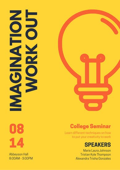 Yellow With Light Bulb Vector College Poster 389x550 Yellow With Light Bulb Vector College Poster