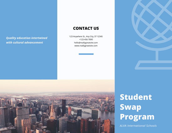 Blue Globe Vector College Trifold Brochure 550x425 Blue Globe Vector College Trifold Brochure