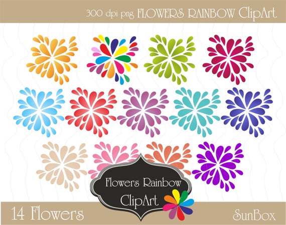 Flowers Rainbow Colors Splash Vector Clipart Digital Images Etsy 570x449 Flowers Rainbow Colors Splash Vector Clipart Digital Images Etsy