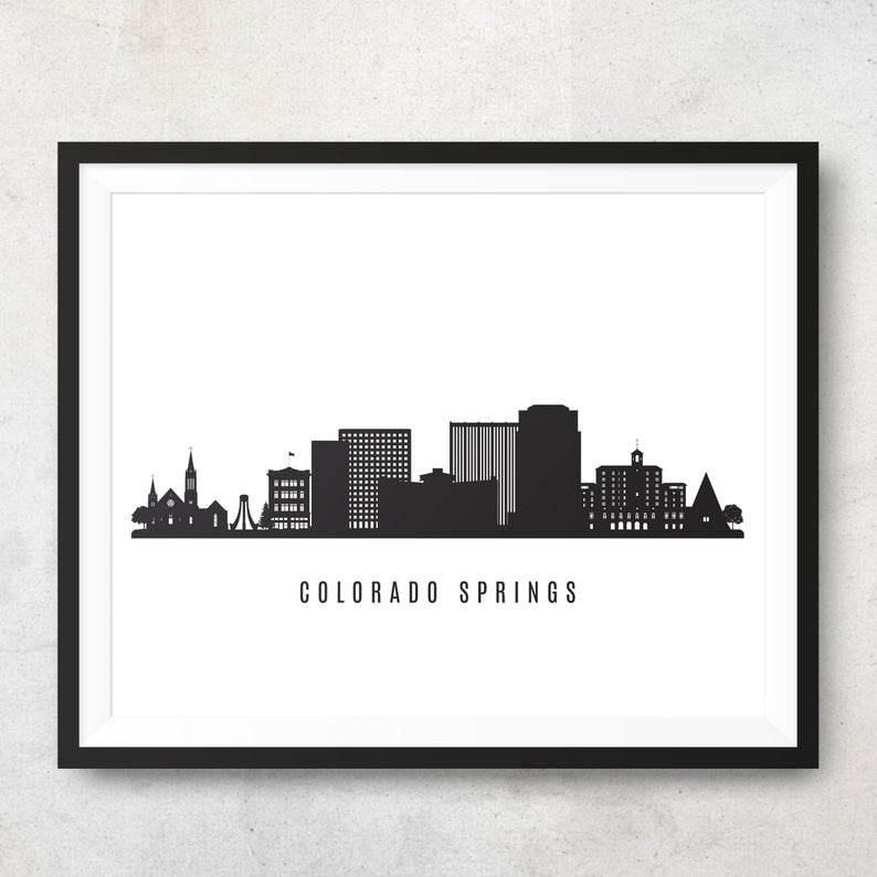 794x794 Colorado Springs Skyline Printable Colorado Springs Black Etsy