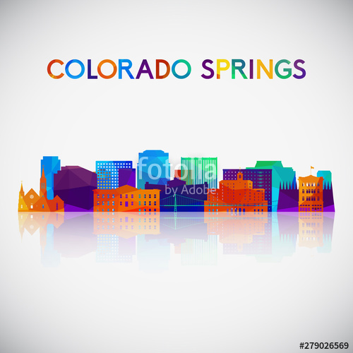500x500 Colorado Springs Skyline Silhouette In Colorful Geometric Style