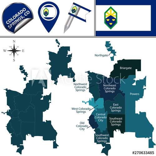 500x500 Map Of Colorado Springs, Co With Districts