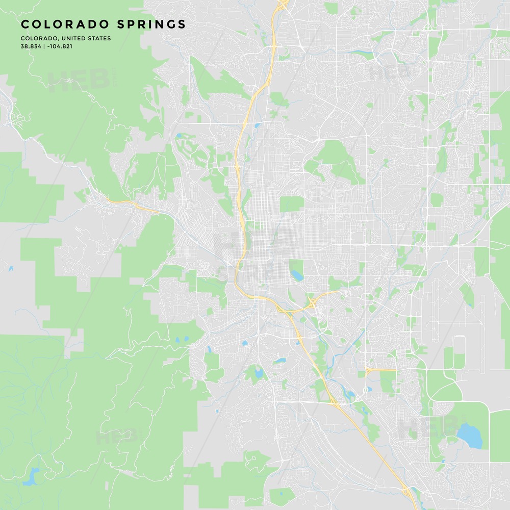 1000x1000 Printable Street Map Of Colorado Springs, Colorado Hebstreits