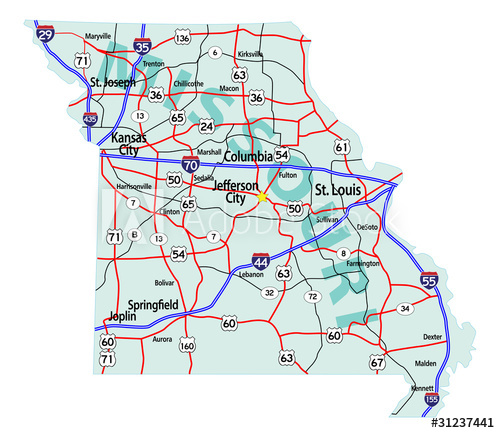 500x433 Missouri State Interstate Map