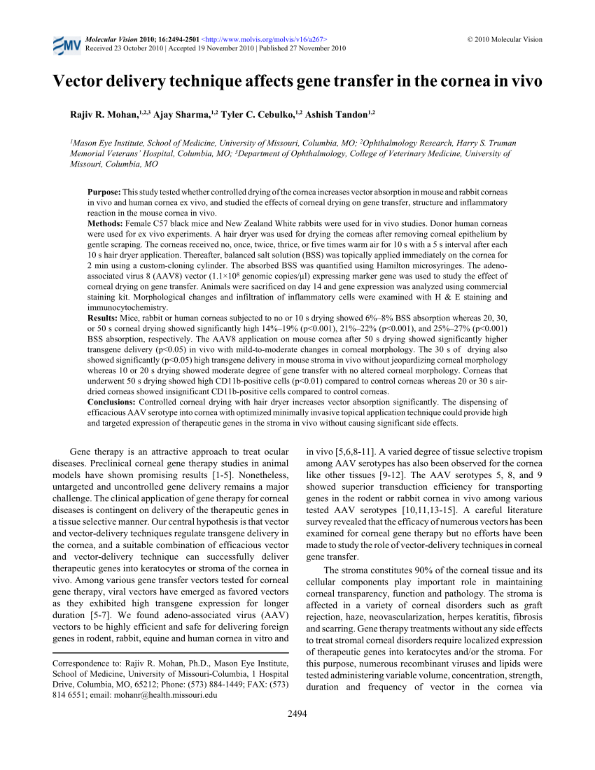 Pdf Vector Delivery Technique Affects Gene Transfer In The Cornea 850x1100 Pdf Vector Delivery Technique Affects Gene Transfer In The Cornea