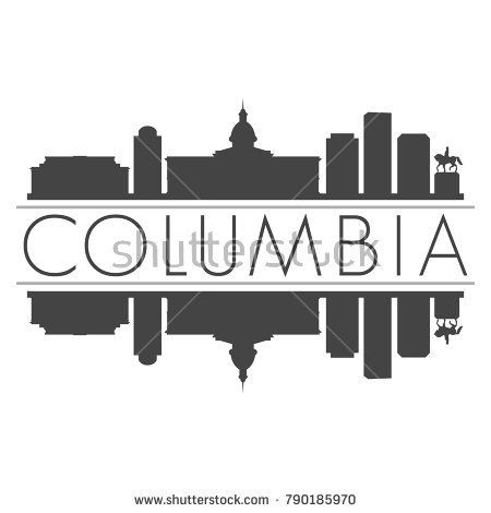 450x470 Columbia South Carolina Usa Skyline Vector Art Mirror Silhouette