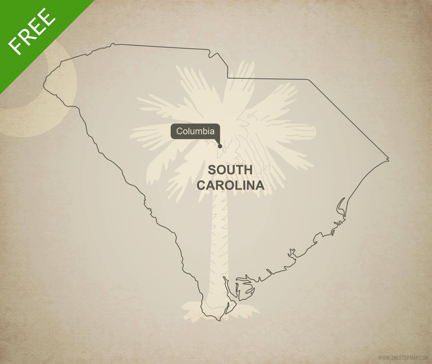 1800x1519 Free Vector Map Of South Carolina Outline One Stop Map