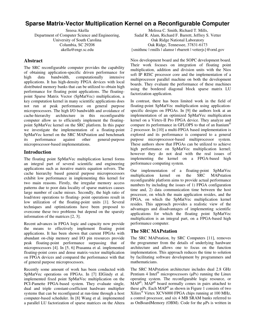 850x1100 Pdf Sparse Matrix Vector Multiplication Kernel
