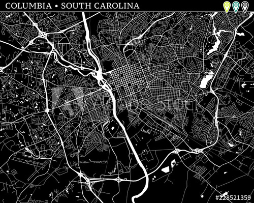 500x399 Simple Map Of Columbia, South Carolina