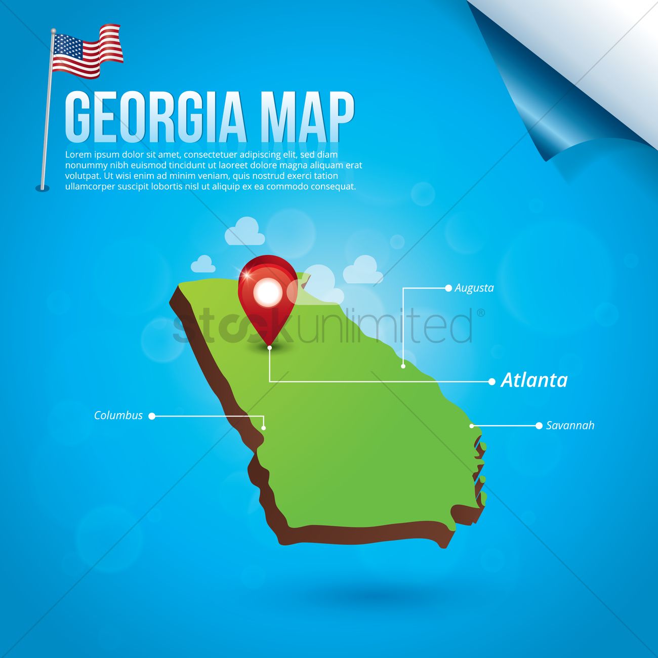 Map Of Georgia State Vector Image 1300x1300 Map Of Georgia State Vector Image