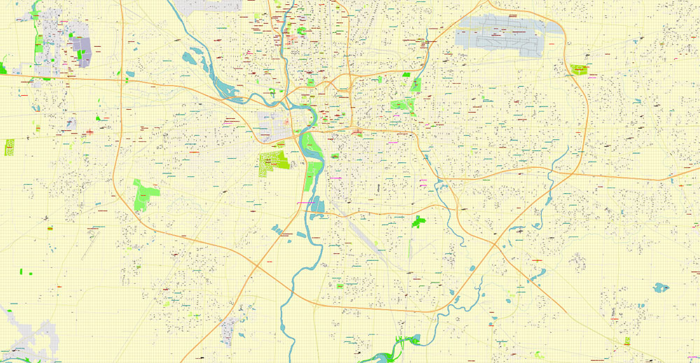 1000x519 Columbus Ohio Printable Vector Map Exact City Plan M Scale V