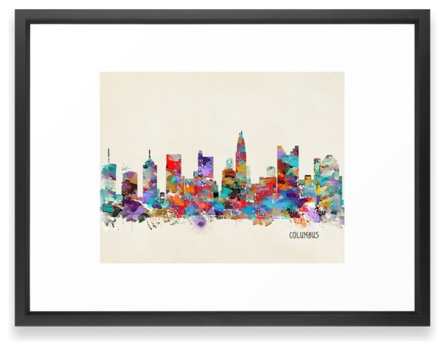 640x504 Columbus Ohio Skyline Framed Print, Vector Black