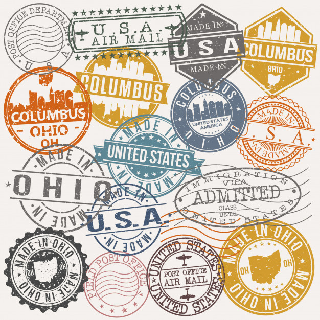 626x626 Columbus Ohio Set Of Travel And Business Stamp Designs Vector
