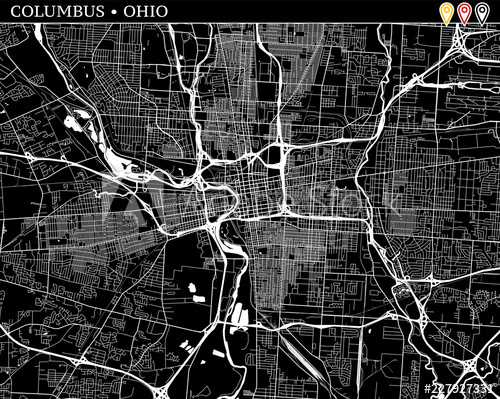 500x399 Simple Map Of Columbus, Ohio