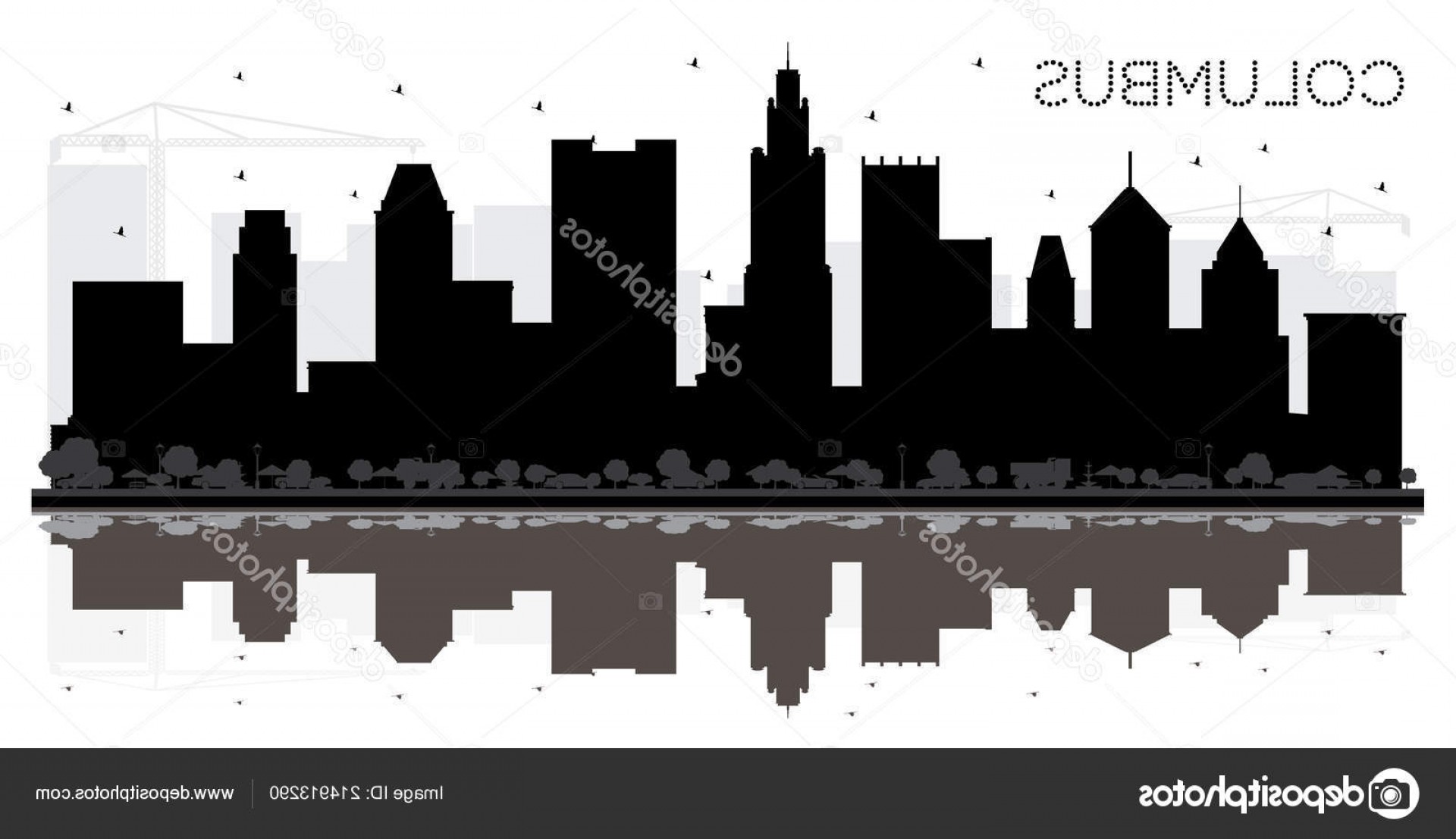 1920x1107 Stock Illustration Columbus Ohio City Skyline Black Catchsplace