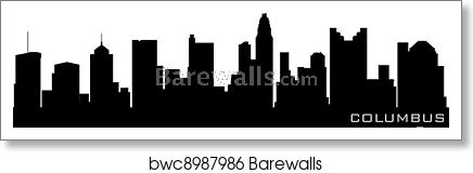436x160 Columbus, Ohio Skyline Detailed Vector Silhouette, Art Print