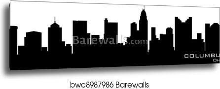 446x181 Columbus, Ohio Skyline Detailed Vector Silhouette, Canvas Print