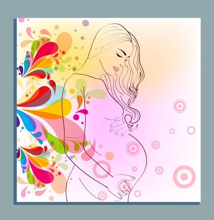 750x770 Motherhood Background Multicolored Flowers Decoration Pregnancy