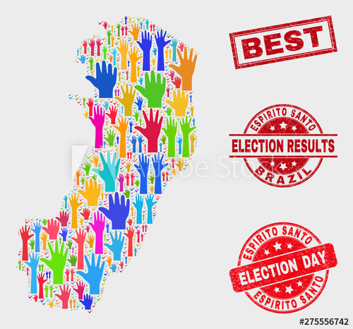 500x466 Vote Espirito Santo State Map And Seal Stamps Red Rectangular
