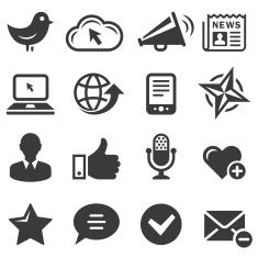 Social Media And Internet Communications Black White Icon Set 235x235 Social Media And Internet Communications Black White Icon Set