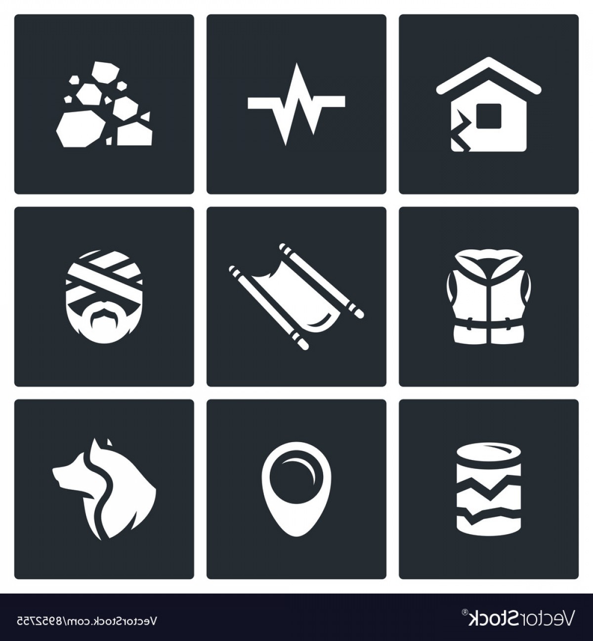 1200x1296 Set Of Earthquake Icons Destruction Vector Handandbeak