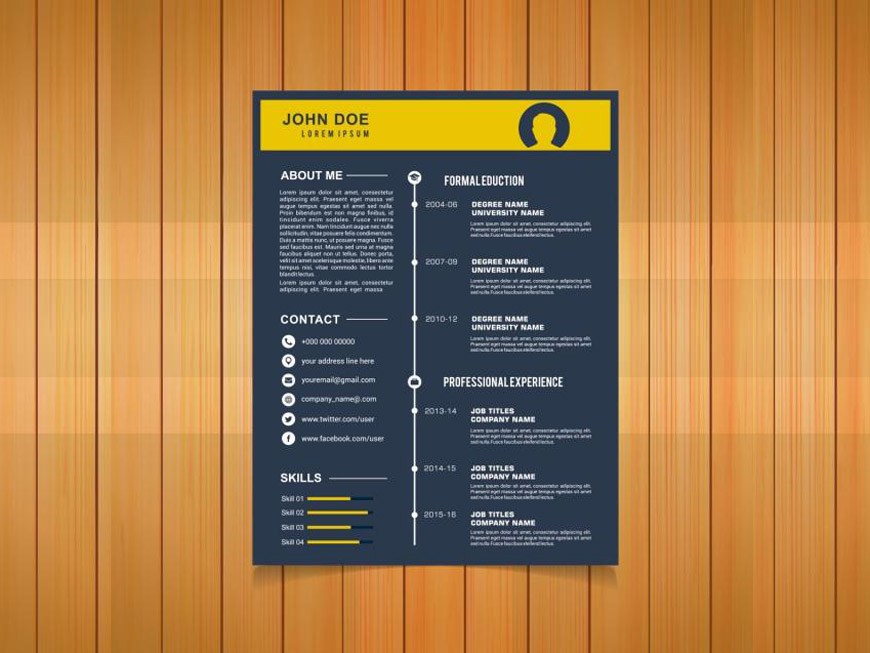 870x653 Free Timeline Resume Template For Any Job Seeker