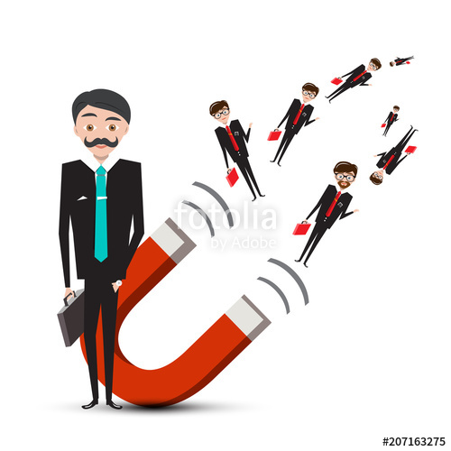 500x500 Businessman With Magnet Isolated On White Background Business Men