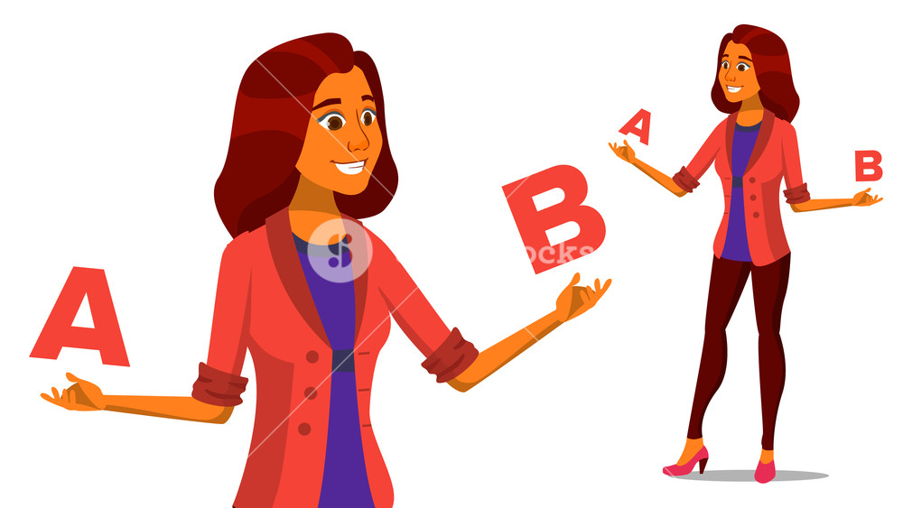 European Woman Comparing A With B Vector Creative Idea Balancing 1000x563 European Woman Comparing A With B Vector Creative Idea Balancing