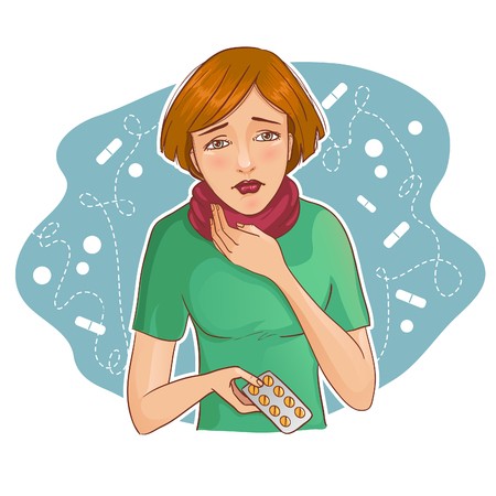 450x450 Ill Young Woman Complaints About Back Pain Royalty Free Vector