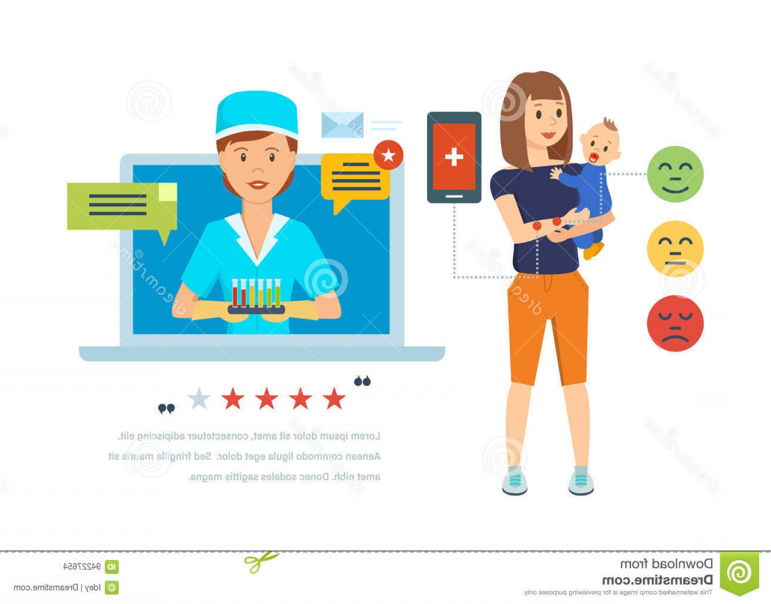 1560x1222 Stock Illustration Online Consultations Child S Doctor Diagnosis