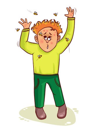 333x450 Vector Image Of Little Cartoon Man Who Waves Wasps Away And Has