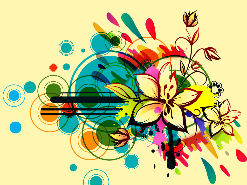 Flowers Circles Composition 1024x768 Flowers Circles Composition
