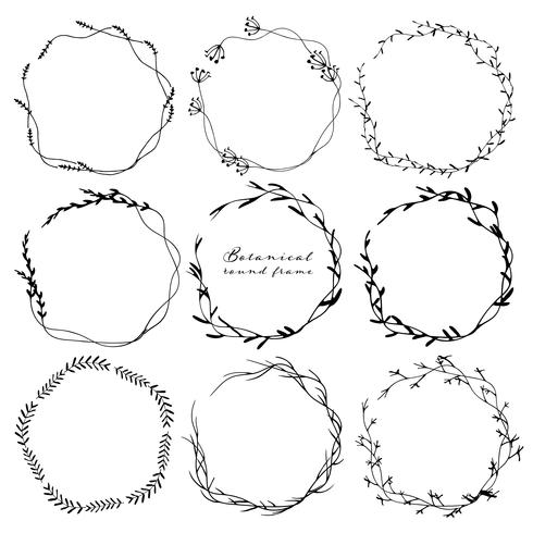 Set Of Botanical Round Frame, Hand Drawn Flowers, Botanical 490x490 Set Of Botanical Round Frame, Hand Drawn Flowers, Botanical