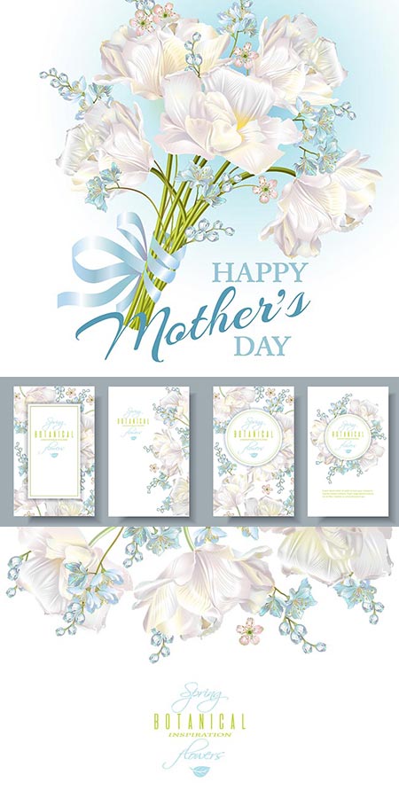 Spring White Flowers Vector Composition 450x900 Spring White Flowers Vector Composition