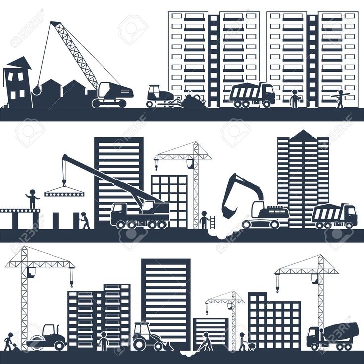 Vector Building Construction Industrial Composition Black 735x736 Vector Building Construction Industrial Composition Black