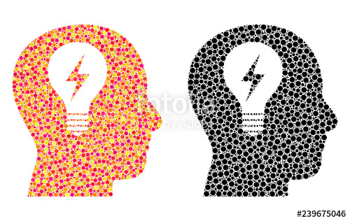 500x316 Dot Head Bulb Mosaic Icons Vector Head Bulb Icons In Colorful