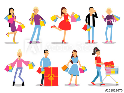 500x375 Shopping People Vector Concepts Flat Design Collection