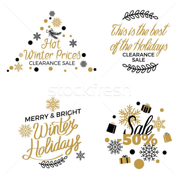 600x600 Winter Holidays Discounts Vector Concepts Set Vector Illustration