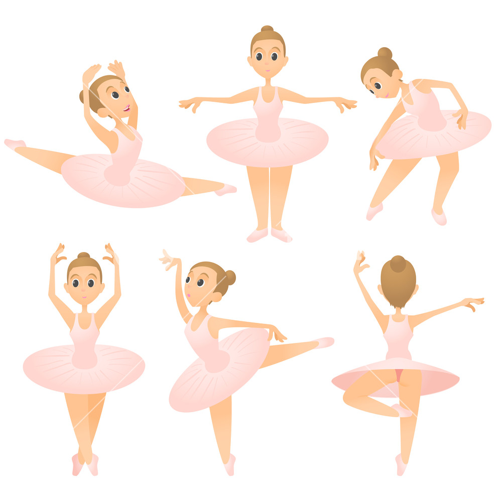 1000x1000 Ballerina Girl Concept Set Cartoon Illustration Of Ballerina