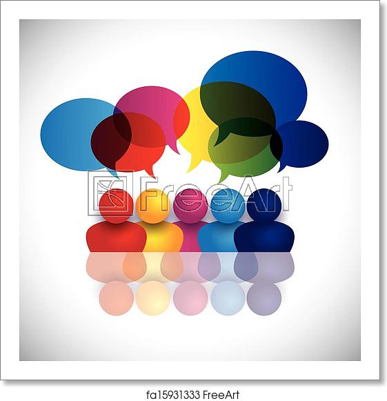 561x581 Free Art Print Of Concept Vector Of School Kids Talking Or Office