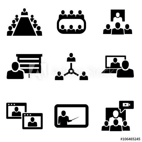 500x500 Vector Conference Icons Set Business Communication Conference