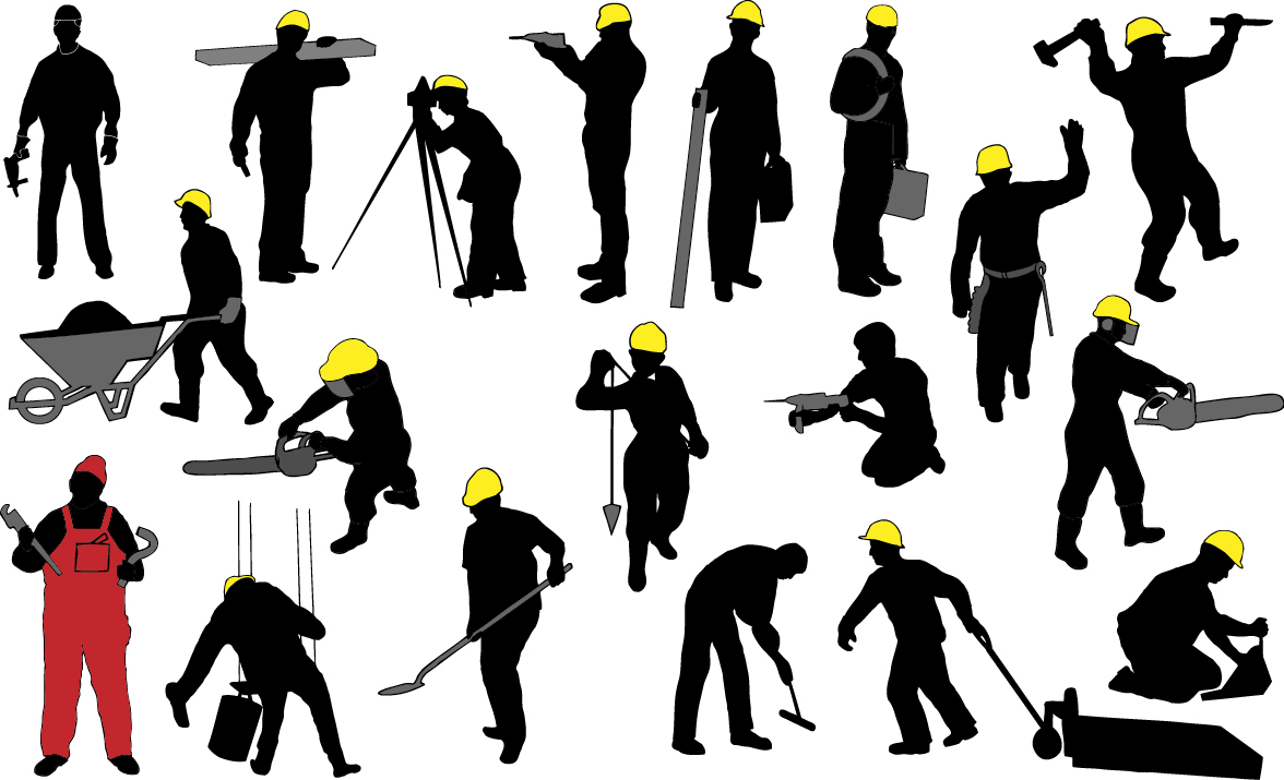 1176x715 Construction Worker Silhouettes Vector Icon Template Clipart Free