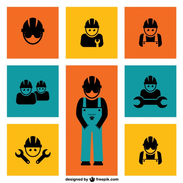 626x626 Construction Workers Avatars Vector Free Download