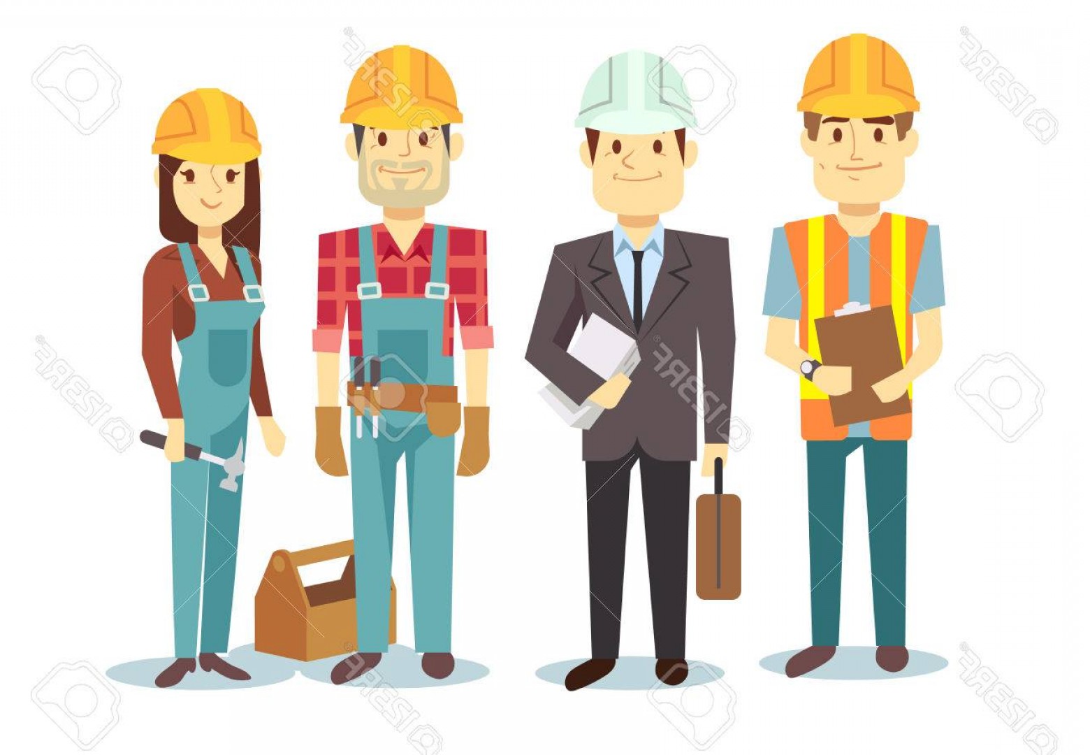 1560x1080 Photostock Vector Construction Workers Team Vector Builder
