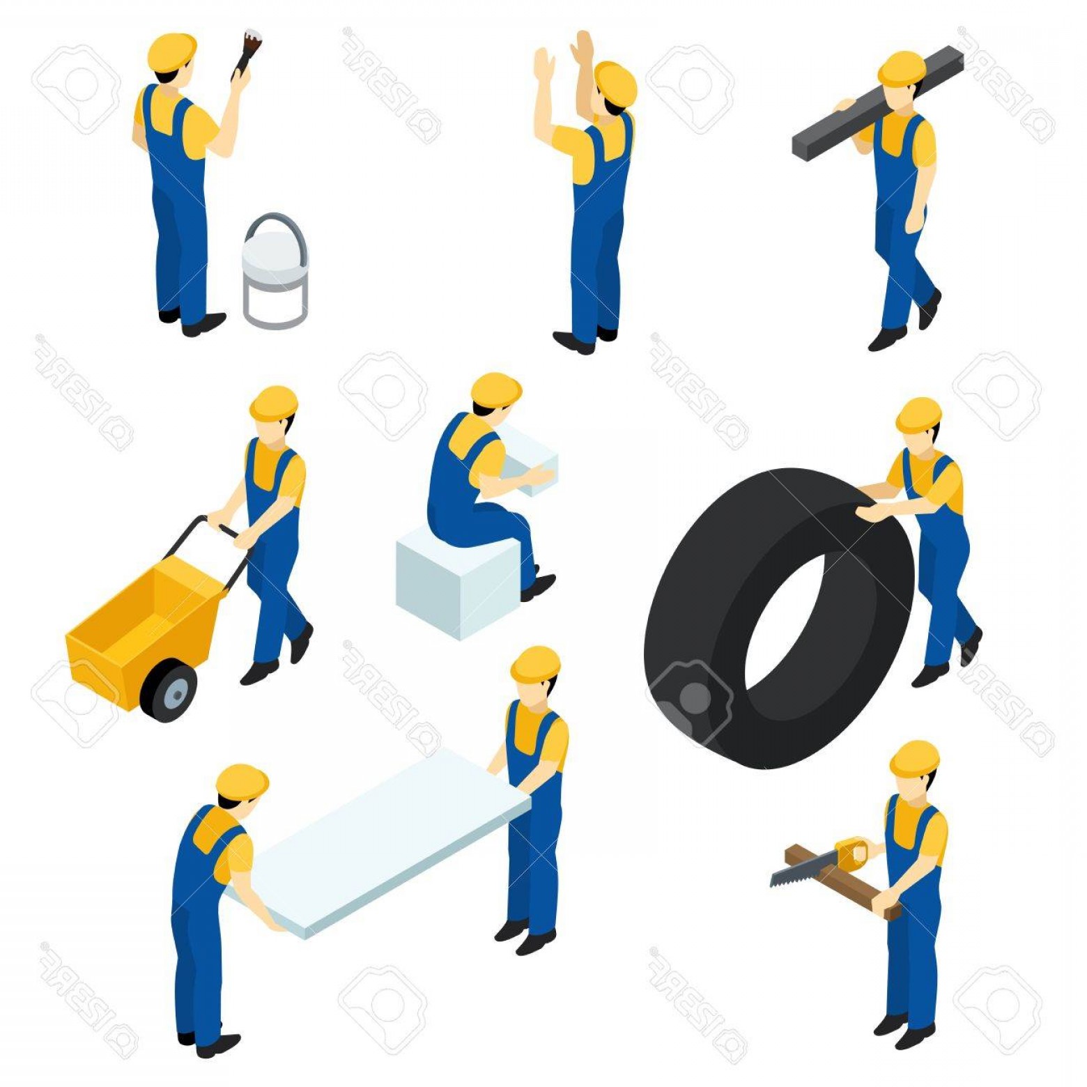 1560x1560 Photostock Vector Set Of Vector Isometric Workers Construction