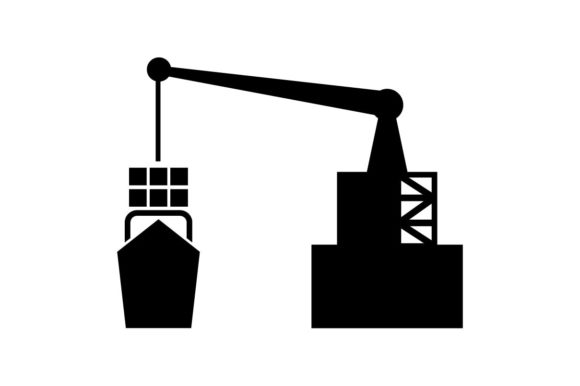 580x386 Crane, Cargo, Container, Shipping Black Icon