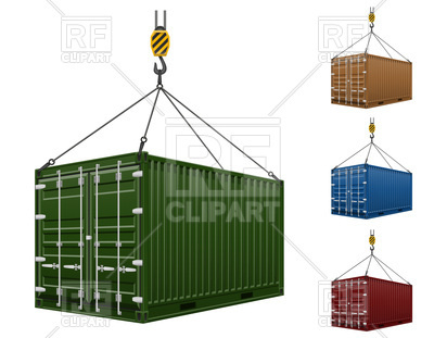 400x311 Container Hanging On Hook Of Crane Vector Image Of Signs, Symbols