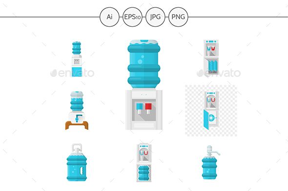 Flat Color Isolated Vector Icons For Water Cooler Appliance 590x393 Flat Color Isolated Vector Icons For Water Cooler Appliance